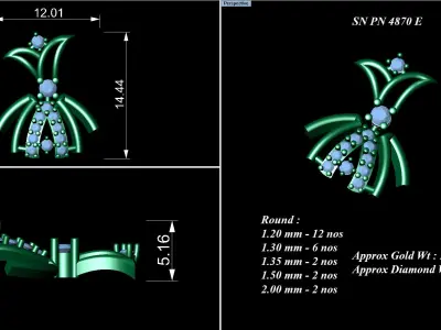 Pendant Earrings combo - 4870 3D print model