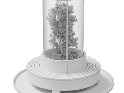 Urban Indoor plant set 366 - office garden bench Low-poly 3D model