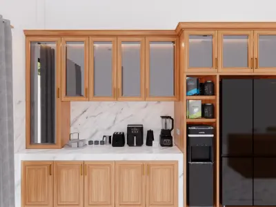 Timeless Wooden Kitchen Interior High Detail and Easy to Edit 3D model