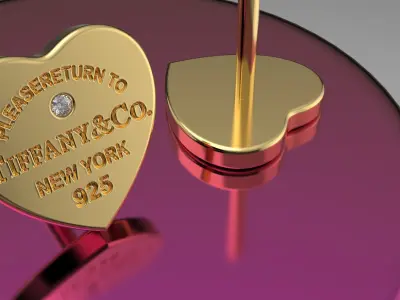 Tiffany Heart Tag Stud Earrings 3D print model