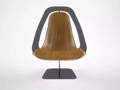 Alain Douillard Leather Chair 1970 3D model