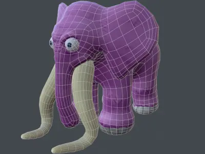 Low poly elephant mammoth Low-poly 3D model
