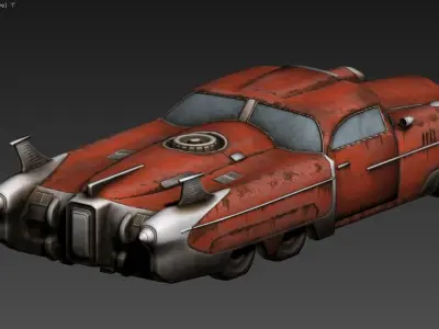 3D model of a futuristic retro-styled car Low-poly 3D model