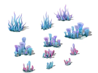 Submarine cartoon world - submarine decoration 3D model