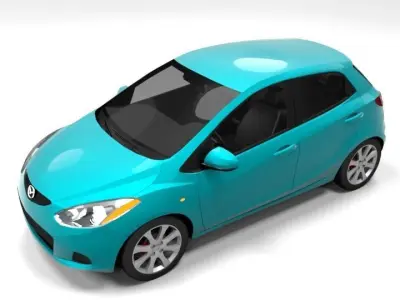 MAZDA 2 5DR 2009 LOWPOLY Low-poly 3D model