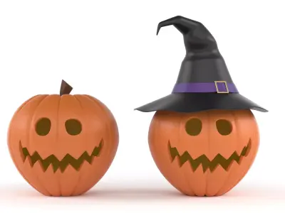 Halloween Pumpkin with Hat 3D model