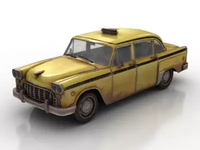 Old Taxi Cab 1980 Low-poly 3D model