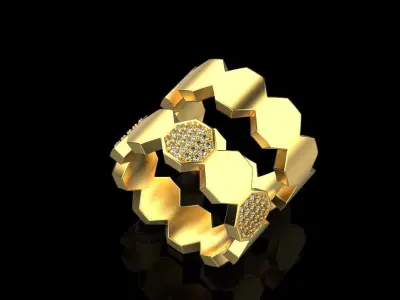 Bee Honeycomb ring model 253 3D print model