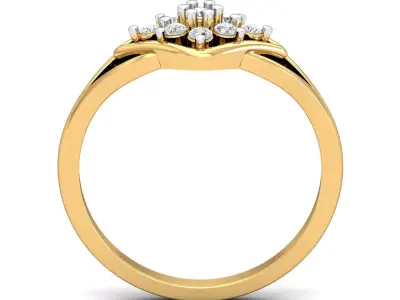Elegant Gold Diamond Cluster Ring 3D print model