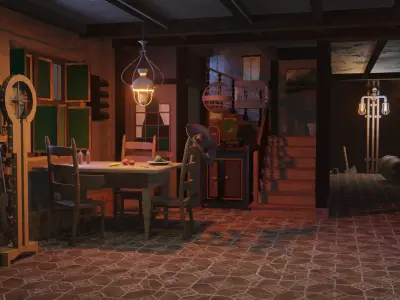 Old House Room Interior  3D model
