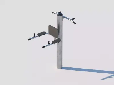 Outdoor fitness pull-up and dip station 3D model