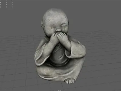 Little buddha covering his mouth Low-poly 3D model