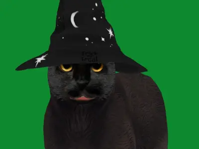 Halloween Black Cat Low-poly 3D model