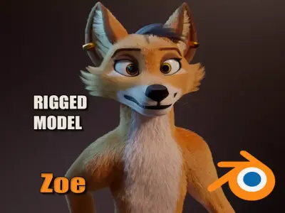 Zoe Anthro Fox 3D model