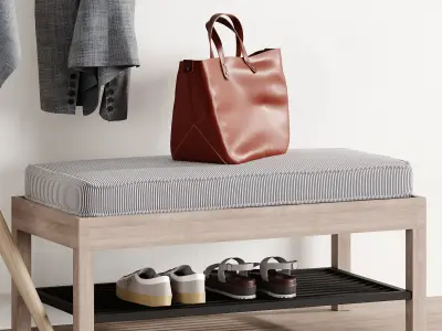 Hallway Floor Hanger Shelf Bench Pottery Barn Bag 3D model