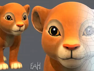 Baby Lion V01 Low-poly 3D model