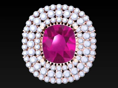 Oval Stone Ring - Womens Rings - N3057 3D print model