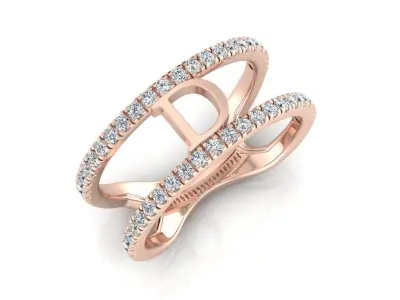 Jewelry Alphabet Ring D 3D print model
