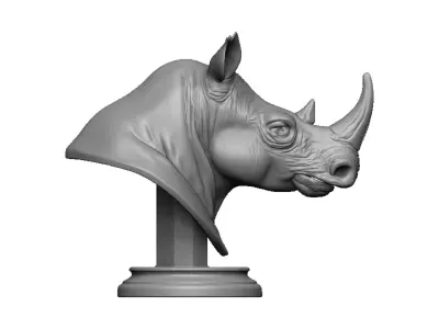rhino head bust 3D print model
