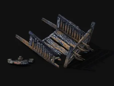 Game Elf Mountain - Broken - Chariot 05 3D model