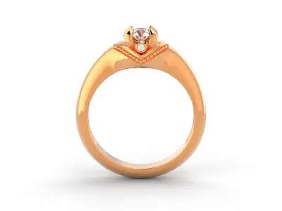D-0725 engagement ring in rose gold 3D print model