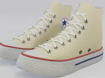Basketball Leather Shoes Converse All Star Light Yellow 3D model
