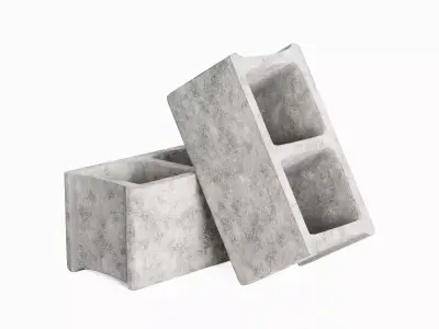 Concrete Construction Blocks Set Low-poly 3D model