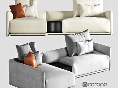 sofa model with cushions and pillows 3D model