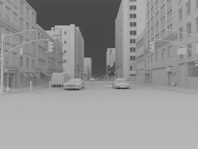 Realistic Street 3d model city at night 3D model