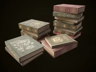 Vintage books Low-poly 3D model