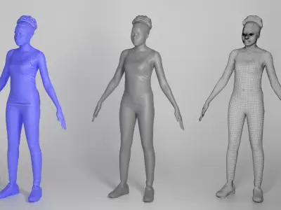 Sporty young woman in A-pose 278 Low-poly 3D model