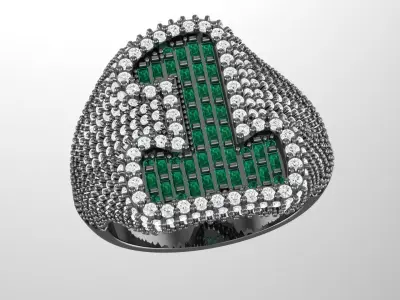 Letter Number 1  Ring 3D print model