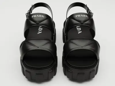 Sandals Prada Quilted black Low-poly 3D model