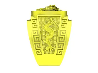 Luxury Chinese Dragon Mens Ring 3D Model 5063 3D print model