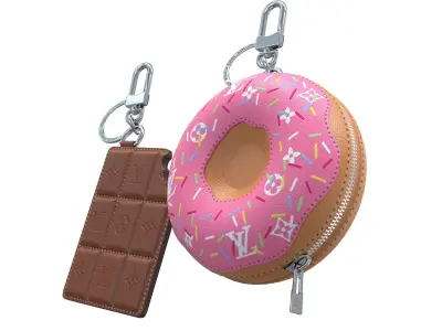 Louis Vuitton Bag Chocolate Donut Charm Keychain Low-poly 3D model