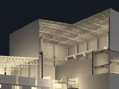 Industrial building in cutaway section 25i16 3D model