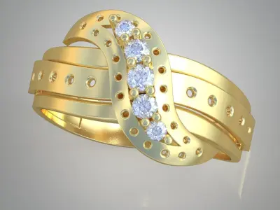 Diamond ring 0357 3D printable model Free 3D print model