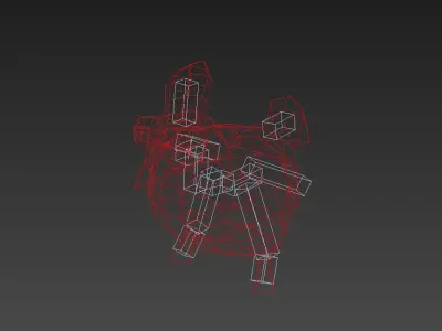   Cartoon chicken with bones Low-poly 3D model