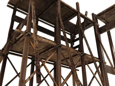 Medieval Construction Site - Low Poly 3D Model Low-poly 3D model