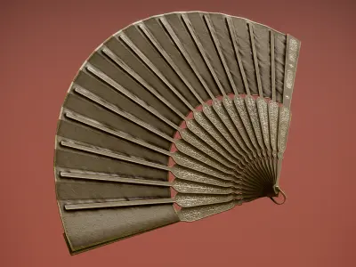 Victorian Folding Fan Low-poly 3D model