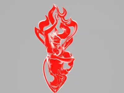 Lady on fire 3D print model
