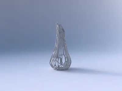 Vase top bent hexagon 2 with cracked organic lattice  3D print model