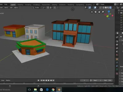 low poly based buildings Low-poly 3D model