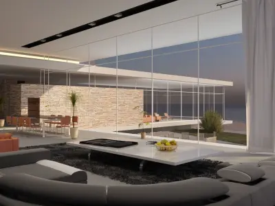 Modern beach villa Revit - 3ds max with interior and 3d grass 3D model