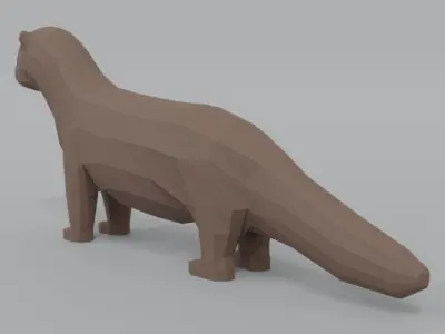 Low Poly Cartoon Mink Low-poly 3D model