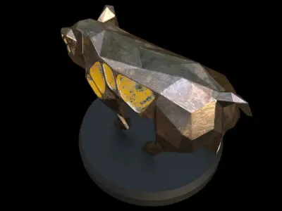 Steampunk Pig Pose Low-poly 3D model