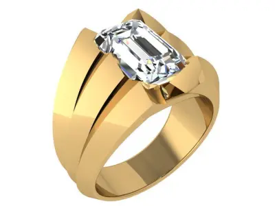 Emerald Diamond Ring 3754 3D print model