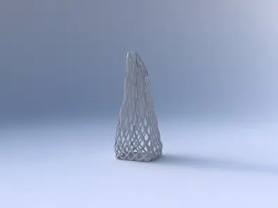 Vase top bent rectangle with diagonal grid lattice 3D print model