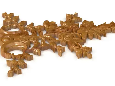 Carved decor rose vertical 005 source 3dsmax file 3D model