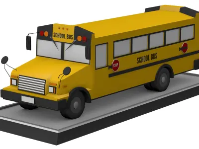 School Bus Low Poly Low-poly 3D model